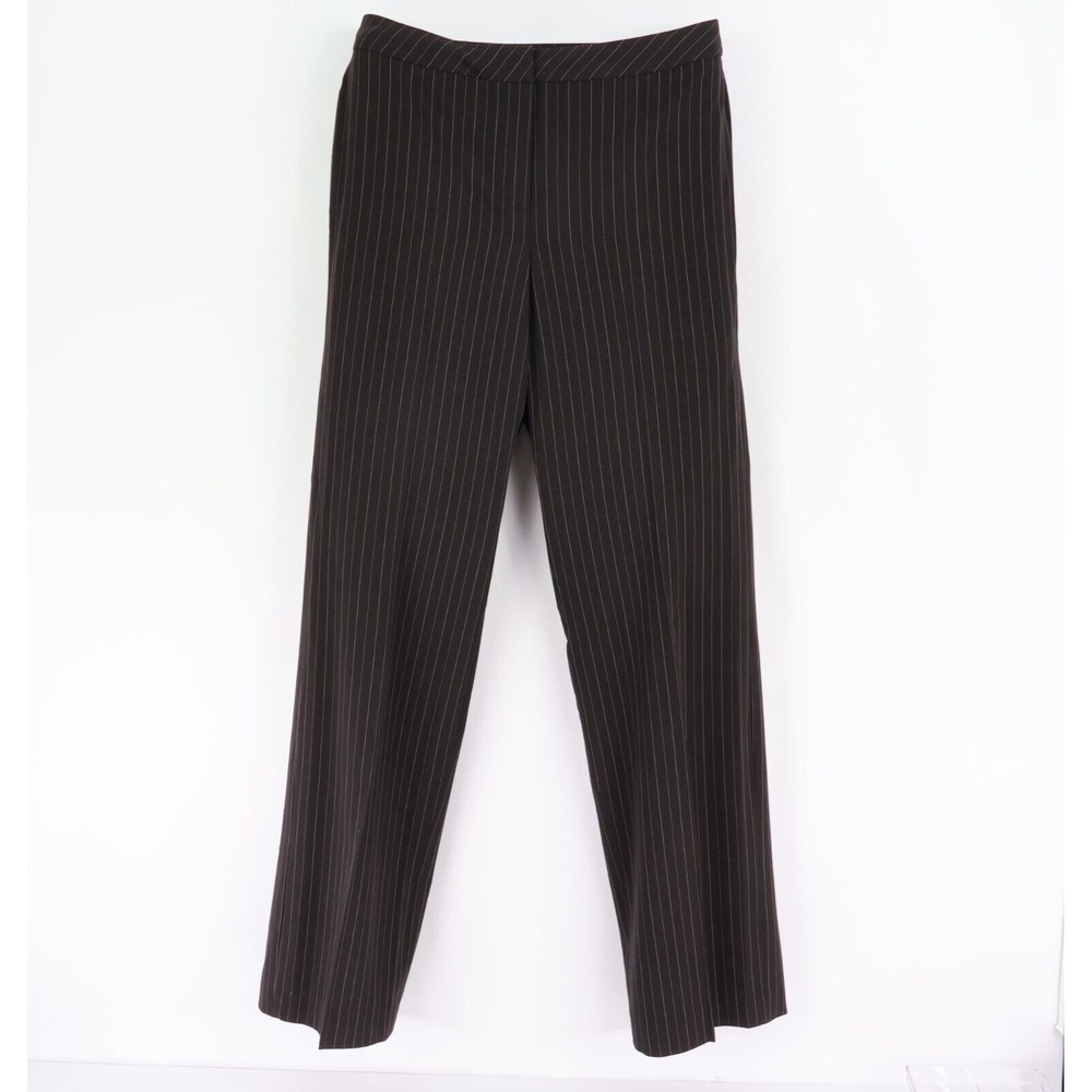 Norton McNaughton Dress Pants Womens Size 10 Dark Brown Striped Stretch Mid Rise